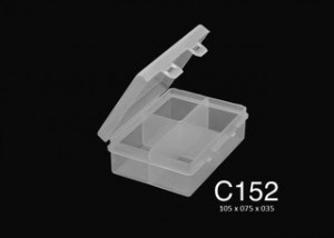 Caja Plástica C152 11X 4 Divisiones Transparente Opaca PP 10,5x7,5x3,5 cm