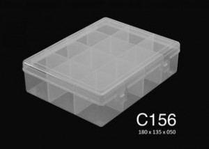 Caja Plástica C156  9X 12 Divisiones Transparente Opaca PP 18x13,5x5 cm