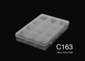 Caja Plástica C163  2FRX 12 Divisiones Transparente Opaca PP 16x11,6x2,6 cm